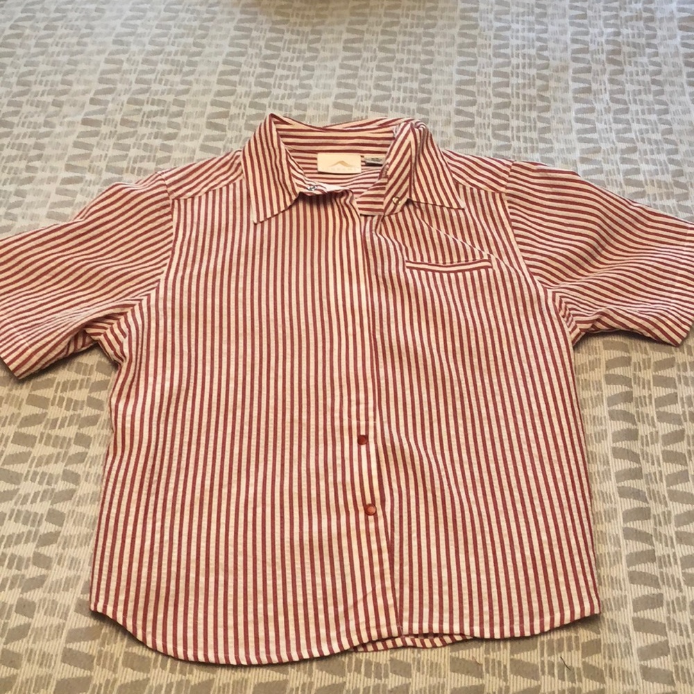 Red + white striped shirt, in great condition